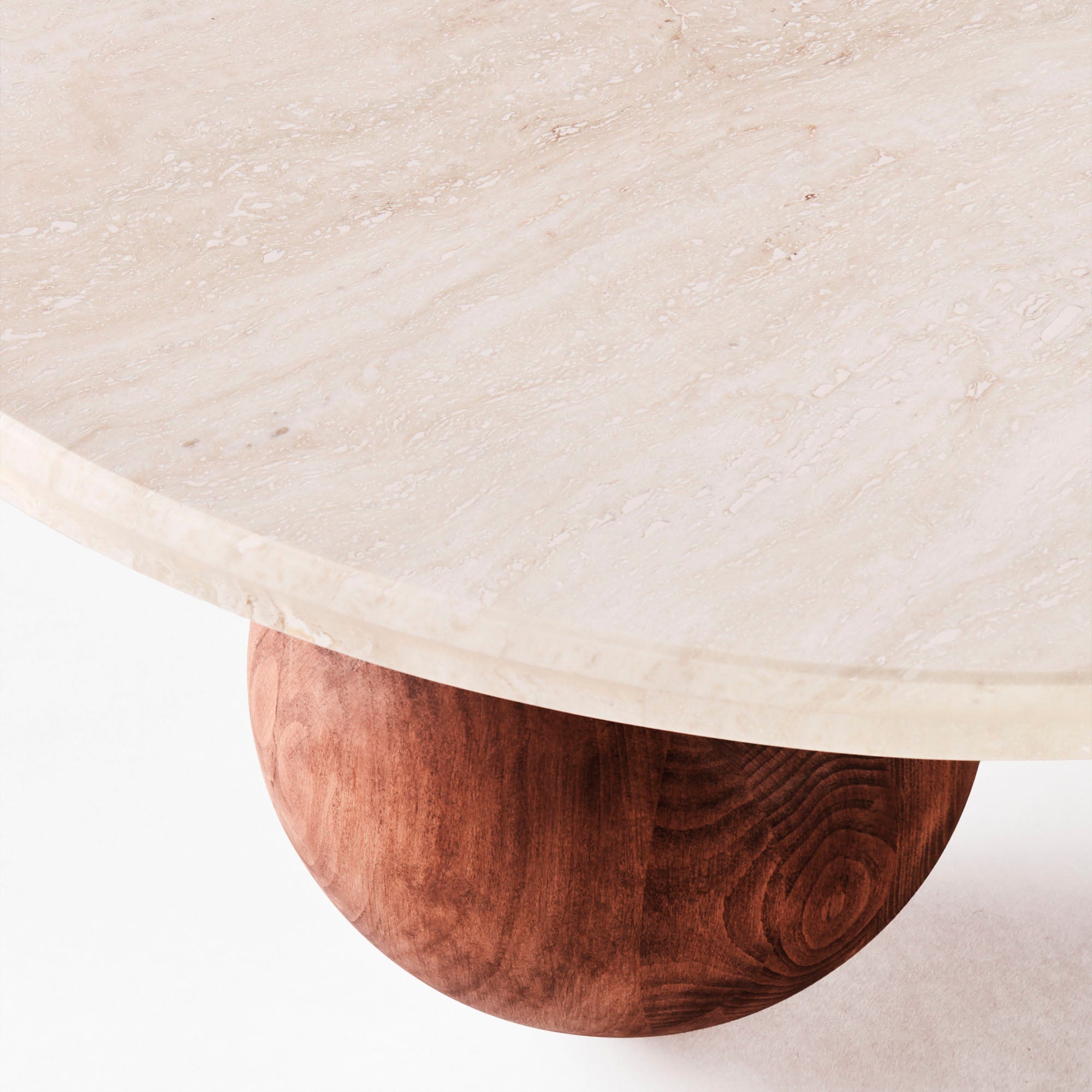 Sphere Round Sofa Table Travertine Bianco