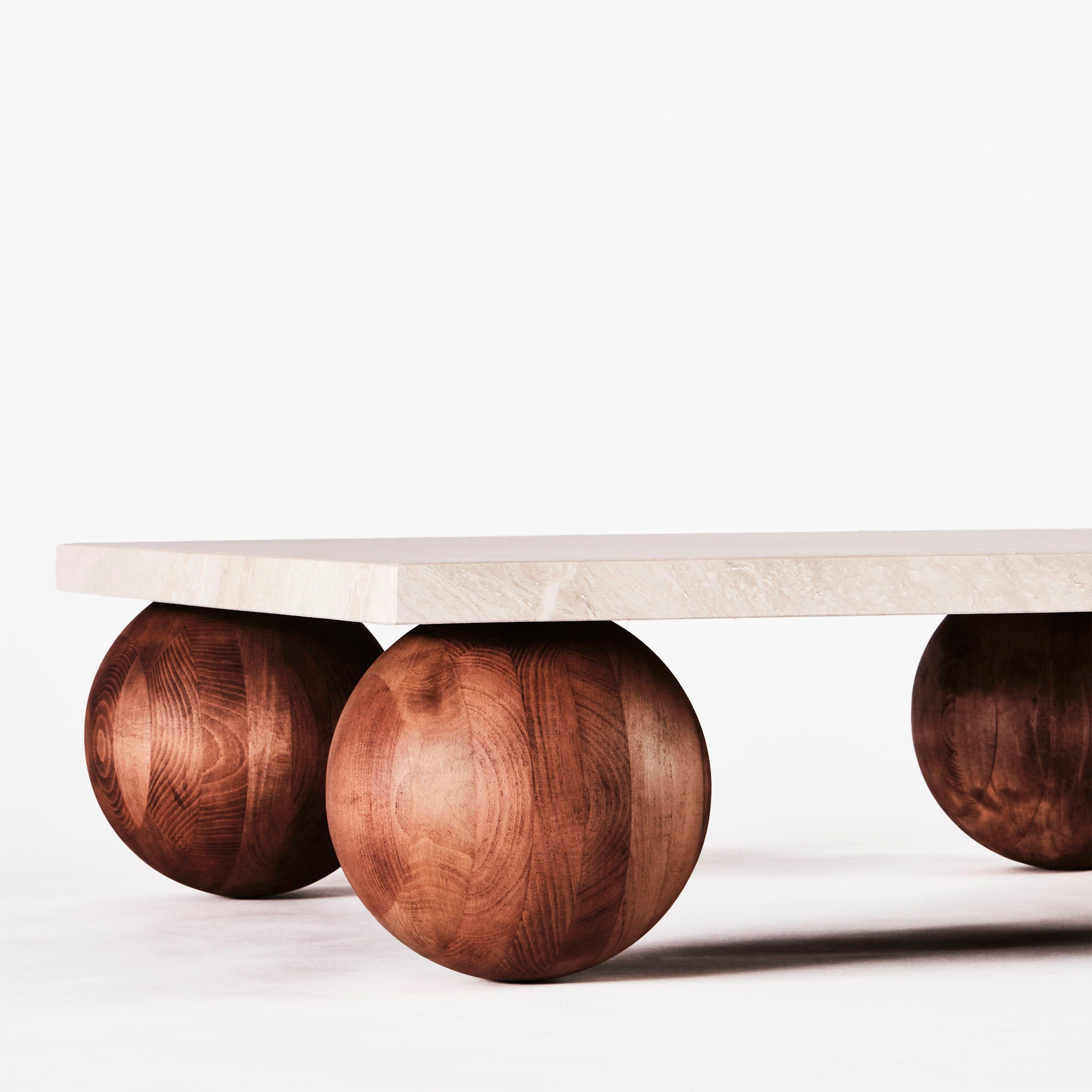 Sphere Square Sofa Table Travertine Bianco