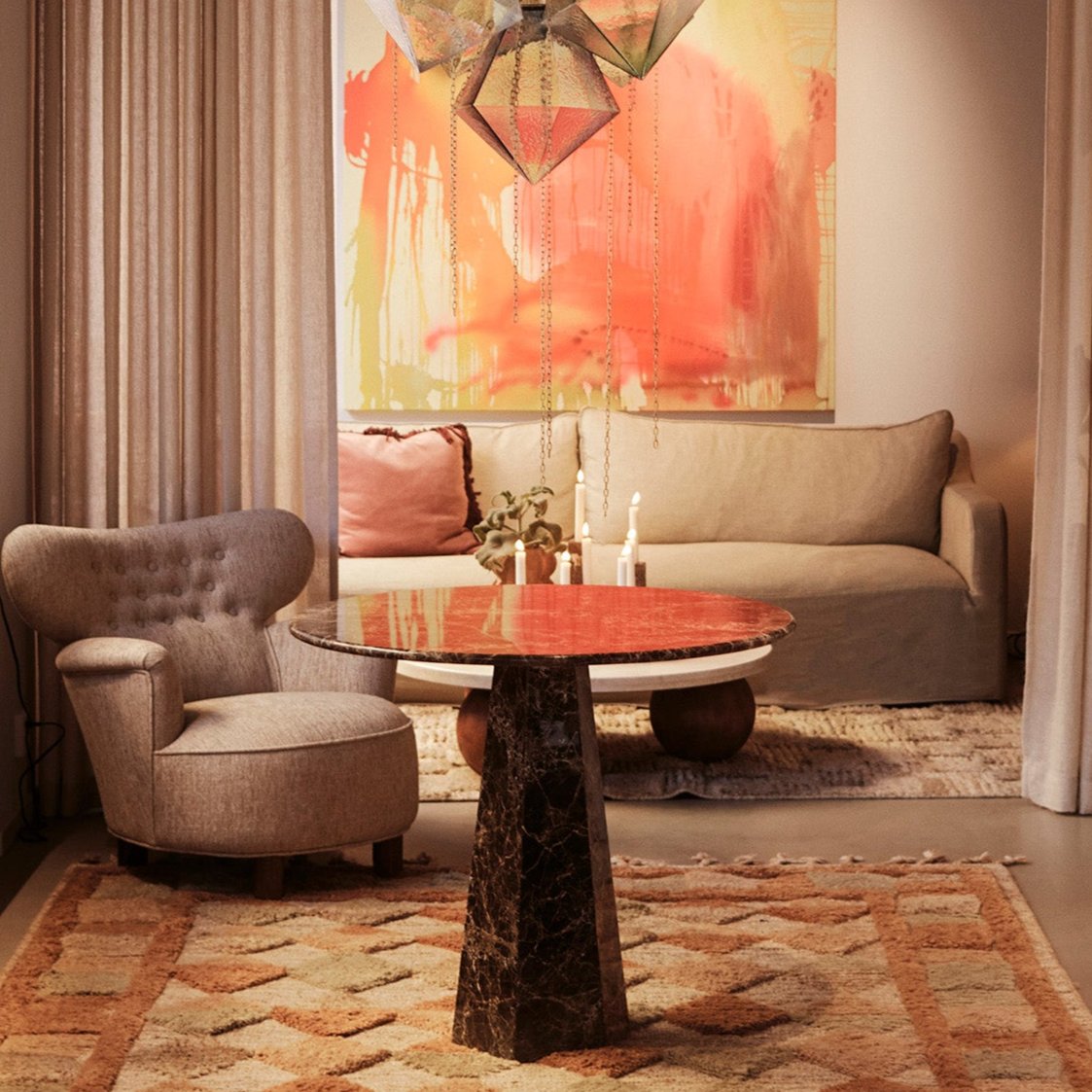 Hexagon Dining Table Dark Emperador