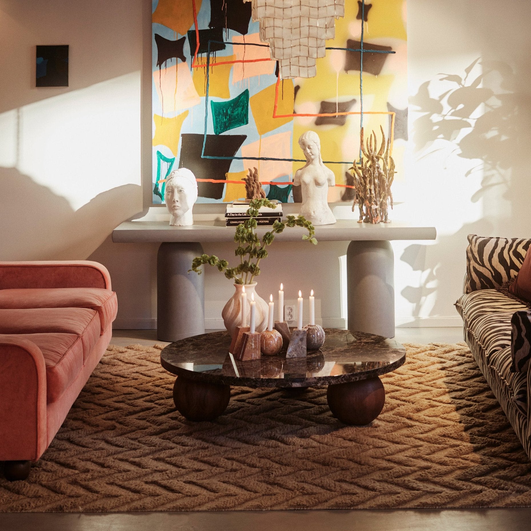 Sphere Round Sofa Table Emperador