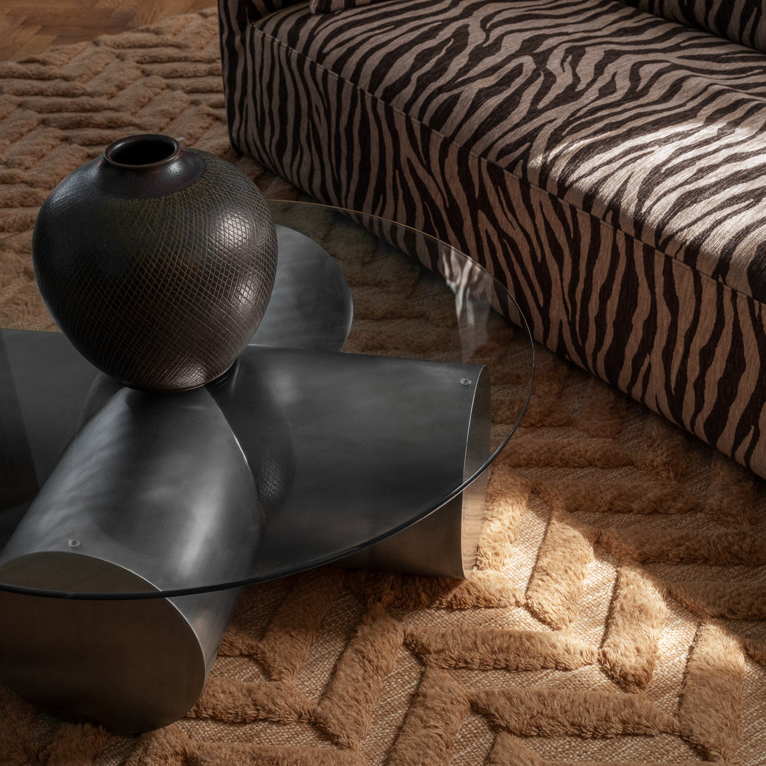 Herringbone Rug Brown