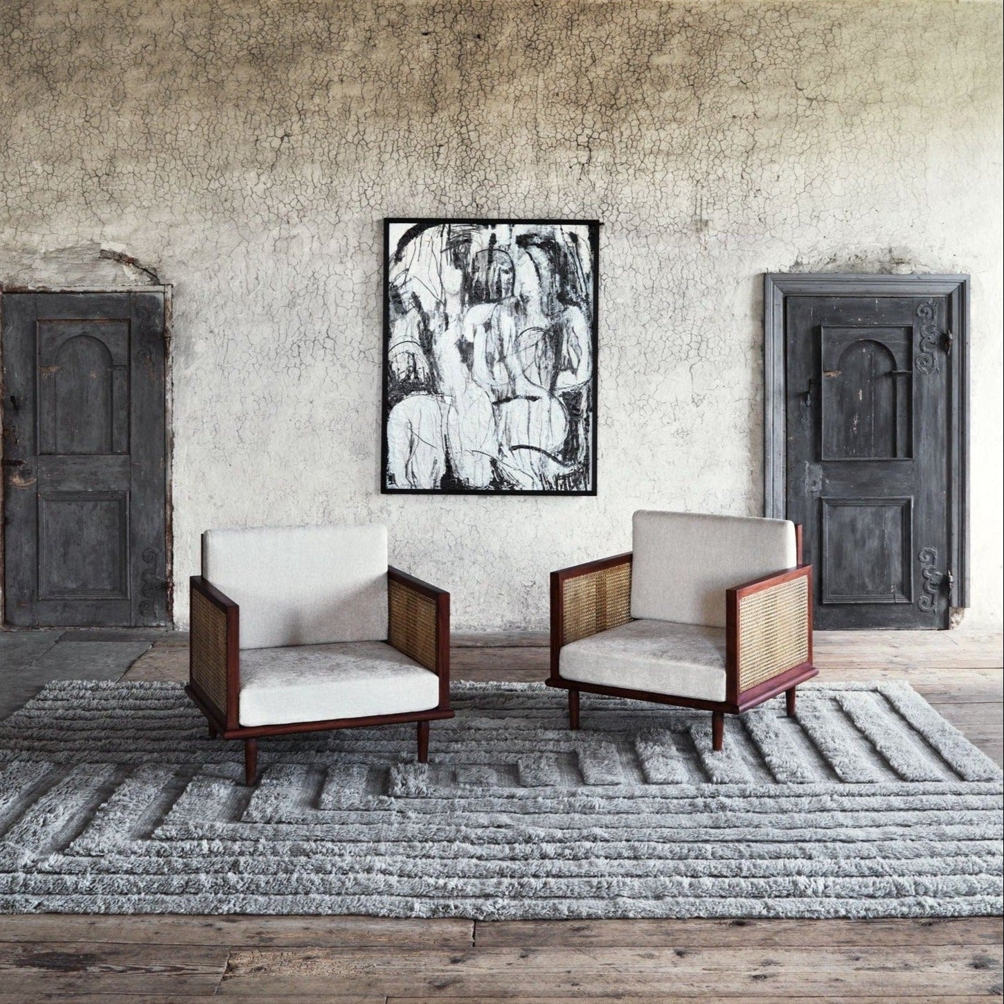 Shaggy Labyrinth Rug Grey