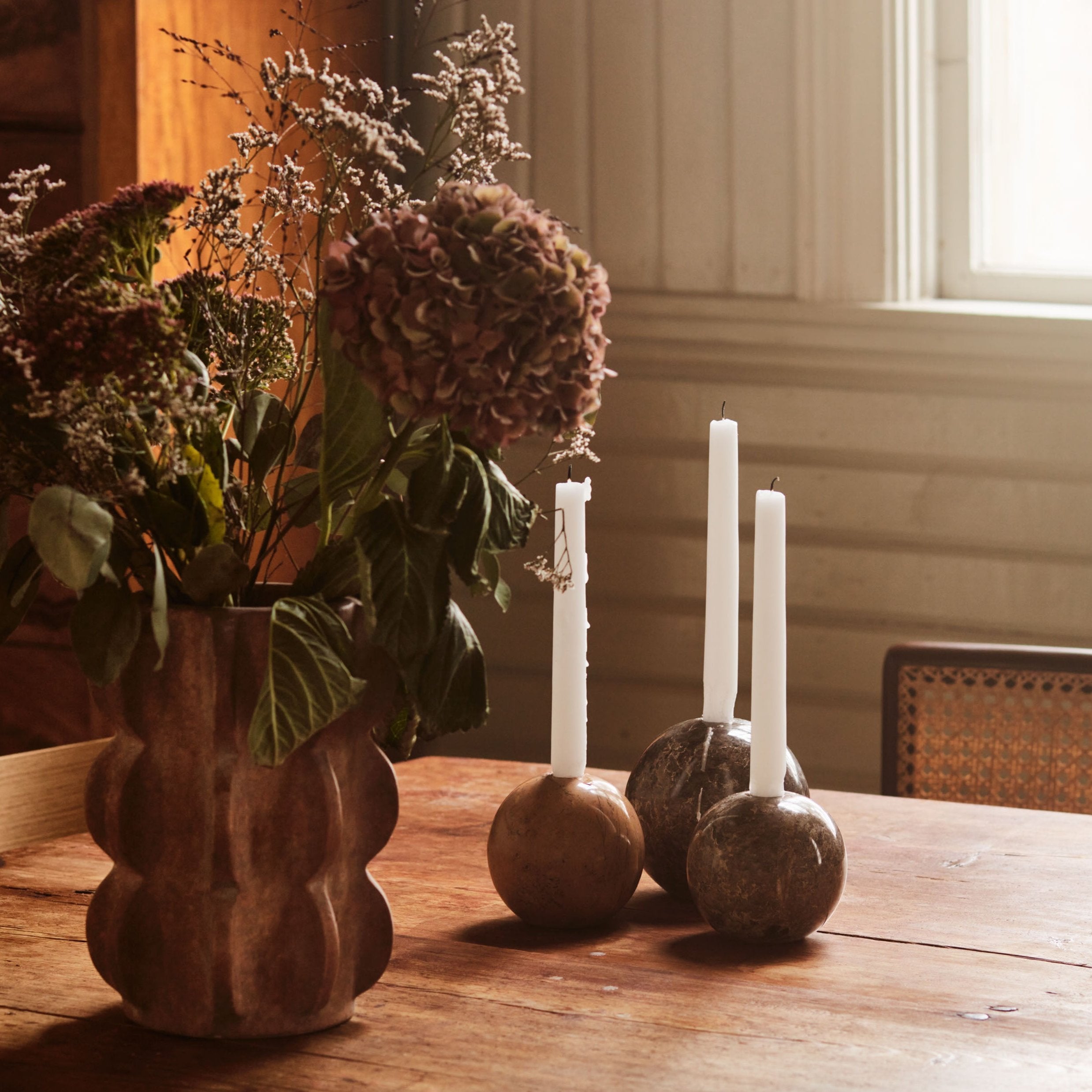 Sphere Candle Holders - Set of 3 Grey
