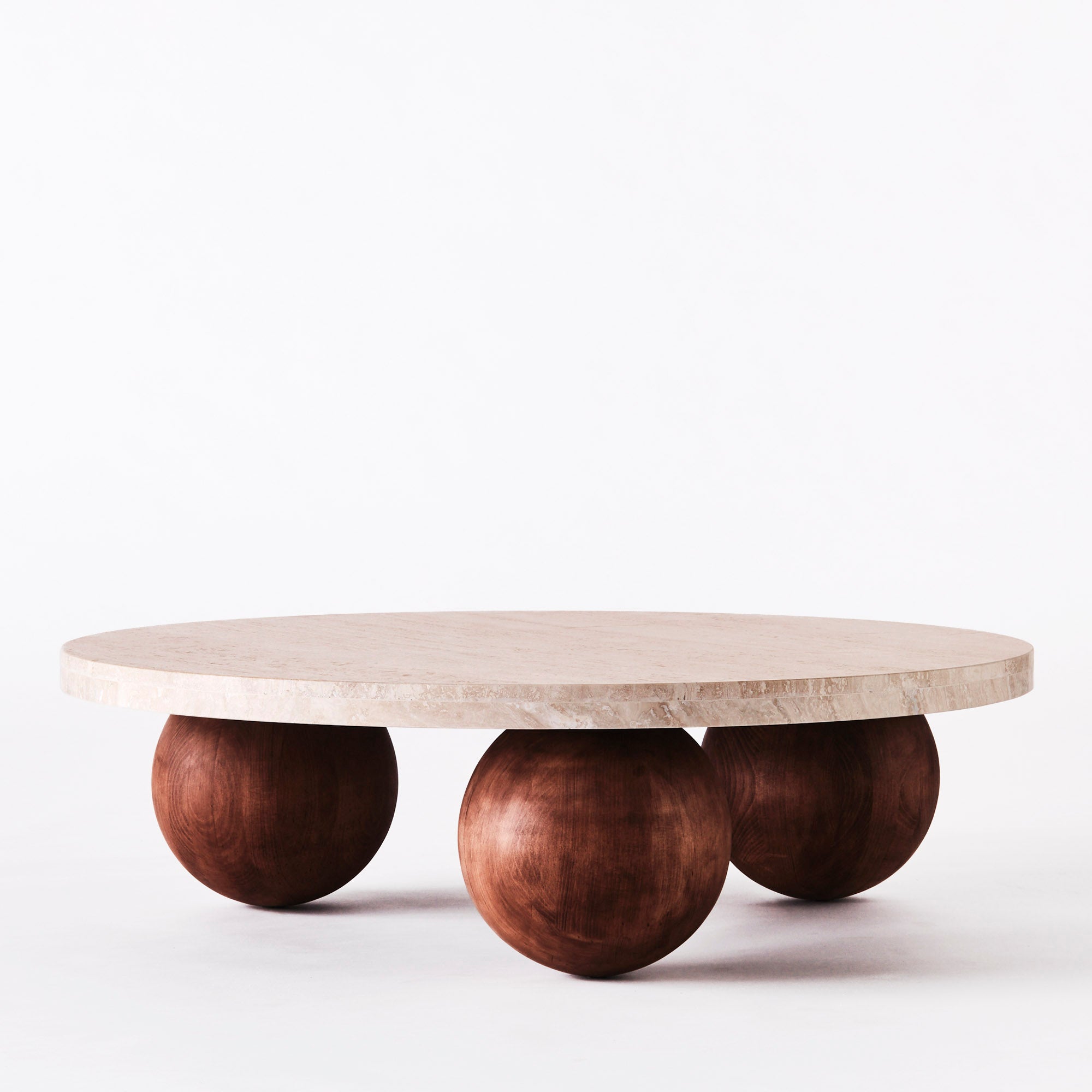 OUTGOING Sphere Round Sofa Table Travertine