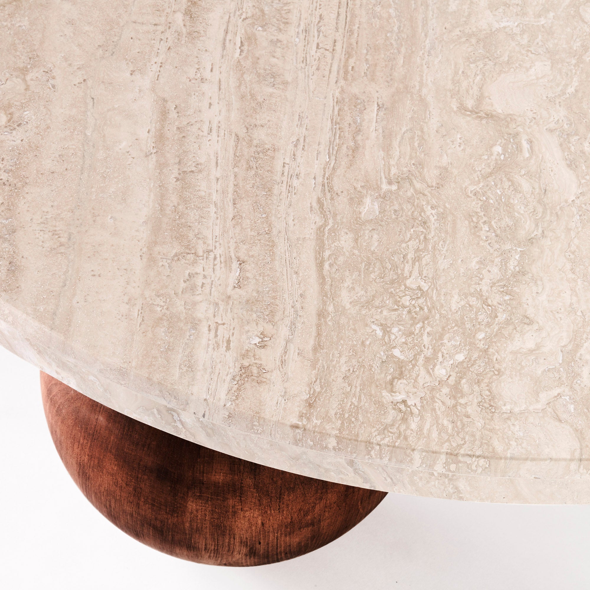 OUTGOING Sphere Round Sofa Table Travertine