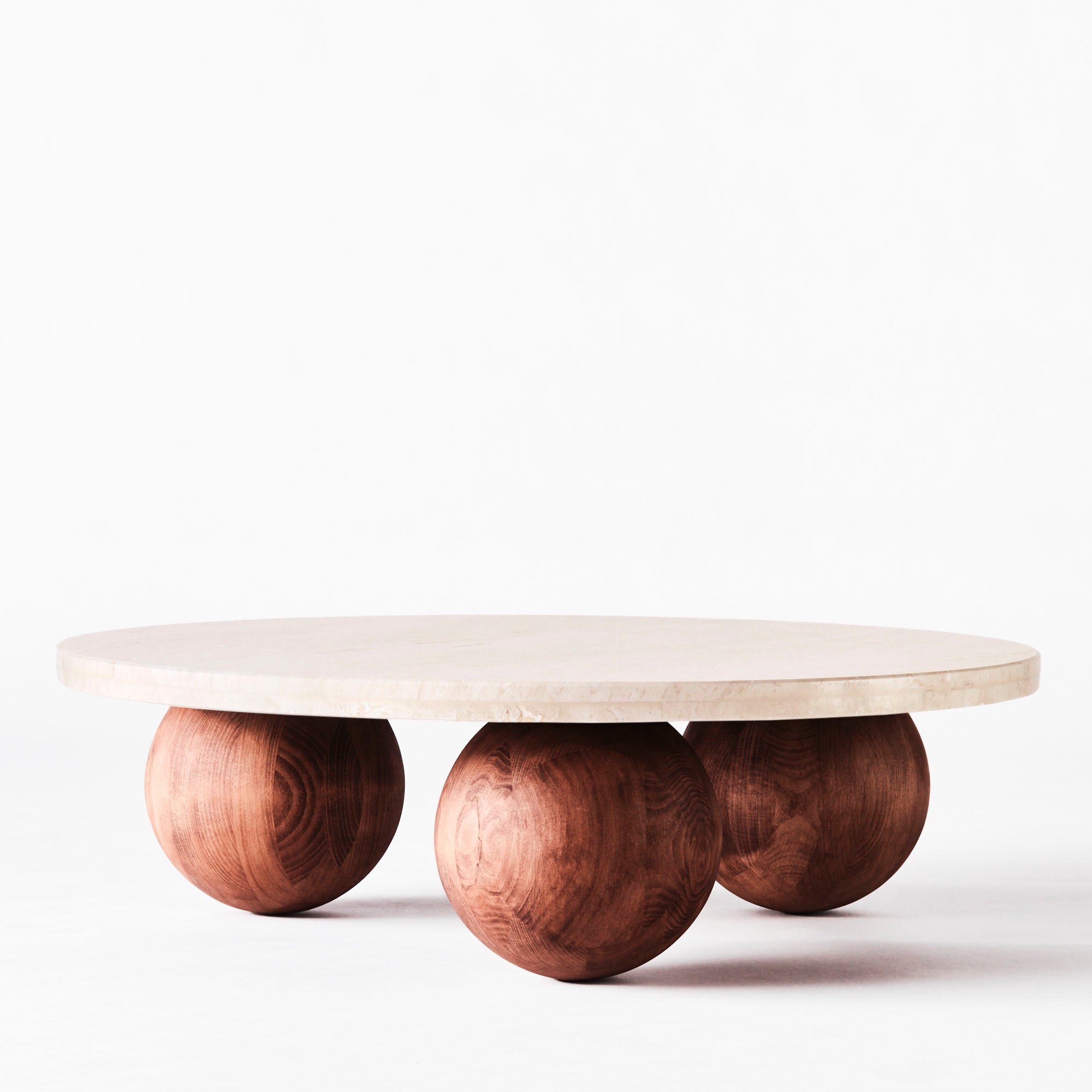 Sphere Round Sofa Table Travertine Bianco