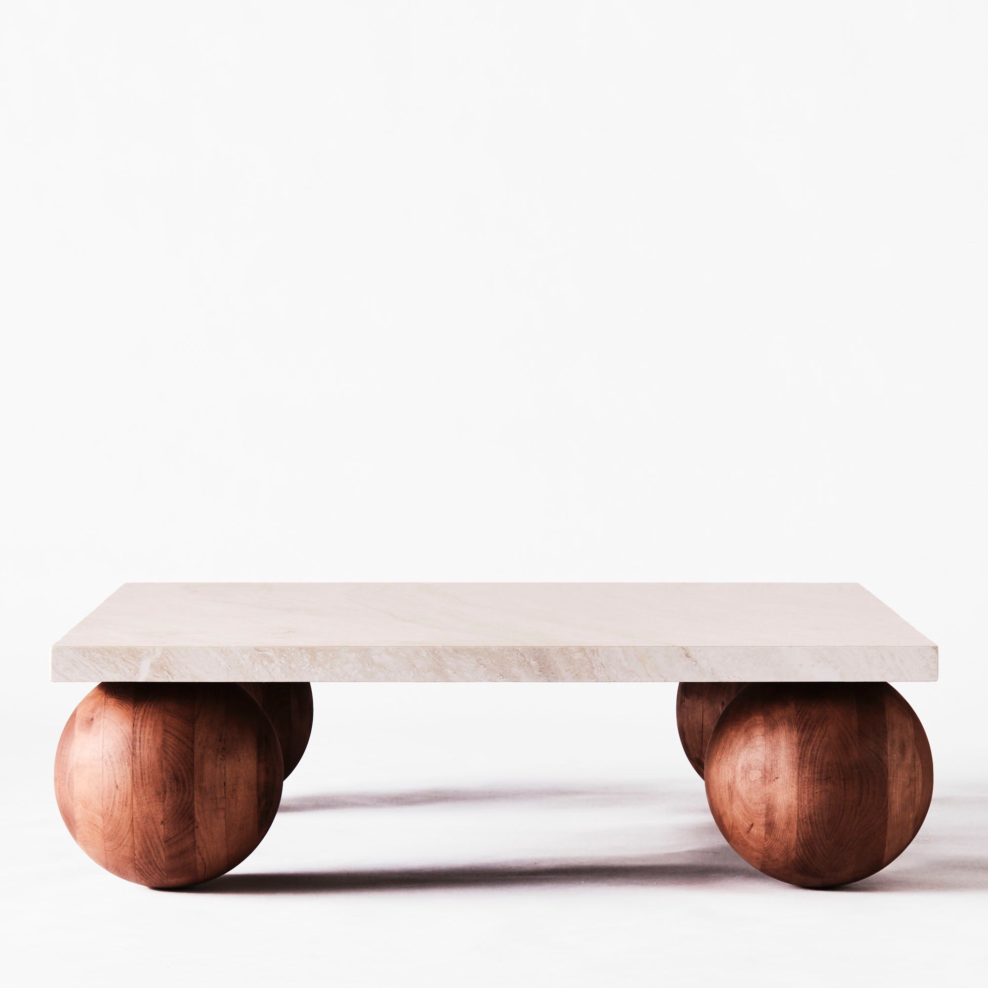 Sphere Square Sofa Table Travertine Bianco