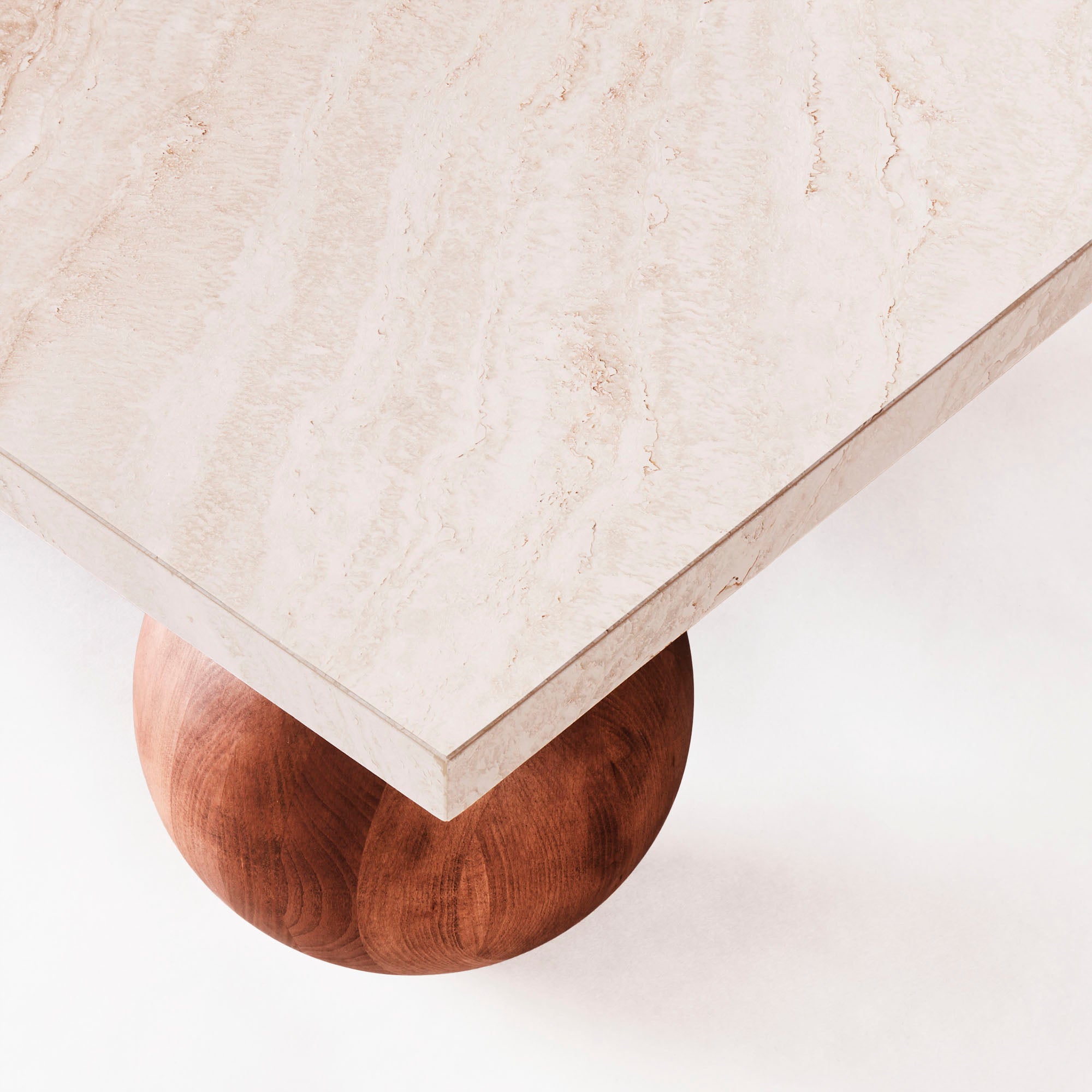 Sphere Square Sofa Table Travertine Bianco