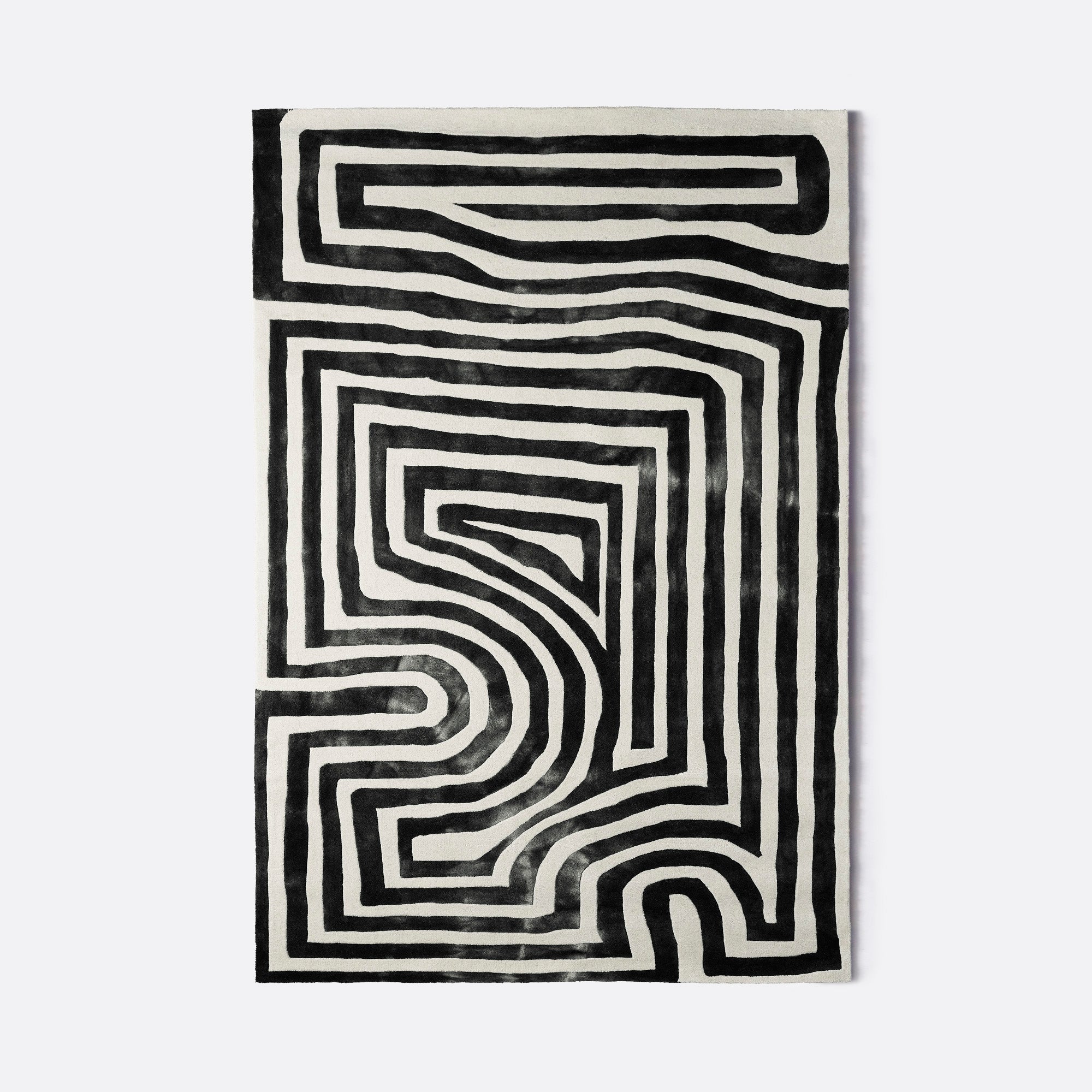 Psychedelic Labyrinth Charcoal Dip Dye Rug